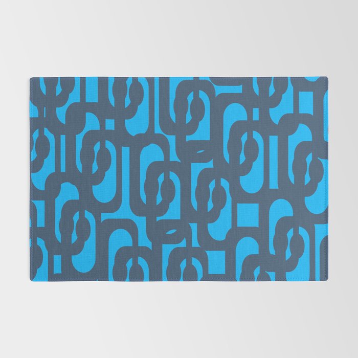 Mid Century Modern Blue Loop Abstract Pattern Rug Gallery Image 2