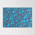 Mid Century Modern Blue Loop Abstract Pattern Rug Gallery Image 2