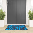Mid Century Modern Blue Loop Abstract Pattern Welcome Mat Gallery Image 3