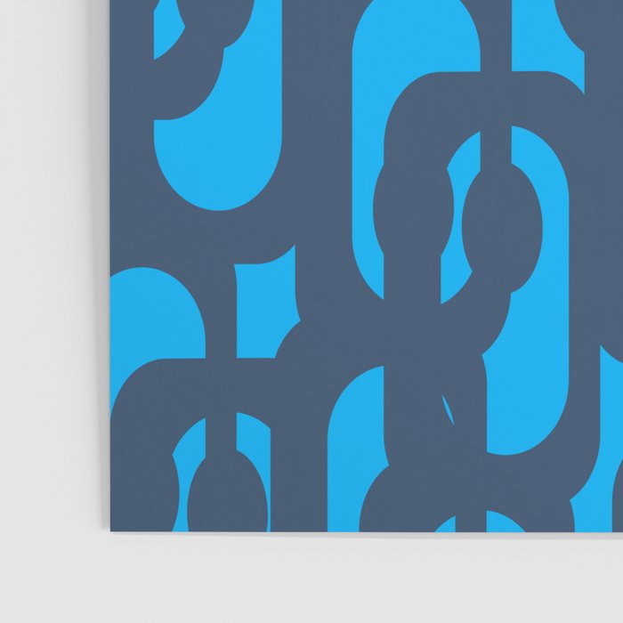 Mid Century Modern Blue Loop Abstract Pattern Poster Gallery Image 3