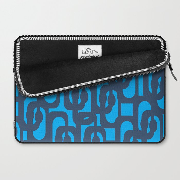 Mid Century Modern Blue Loop Abstract Pattern Laptop Sleeve Gallery Image 2