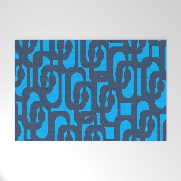 Mid Century Modern Blue Loop Abstract Pattern Welcome Mat Gallery Image 1