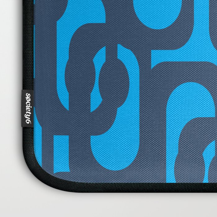 Mid Century Modern Blue Loop Abstract Pattern Laptop Sleeve Gallery Image 3