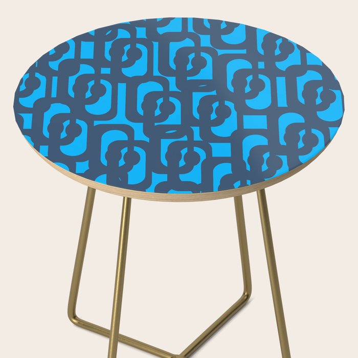 Mid Century Modern Blue Loop Abstract Pattern Side Table Gallery Image 2