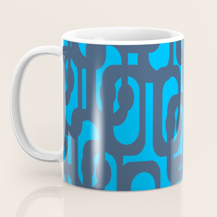 Mid Century Modern Blue Loop Abstract Pattern Coffee Mug Gallery Image 3