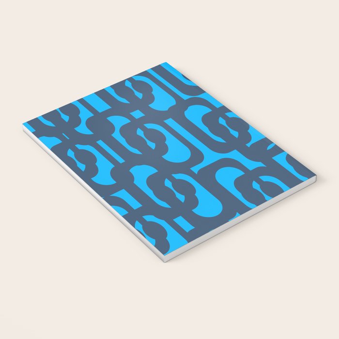 Mid Century Modern Blue Loop Abstract Pattern Notebook Gallery Image 3