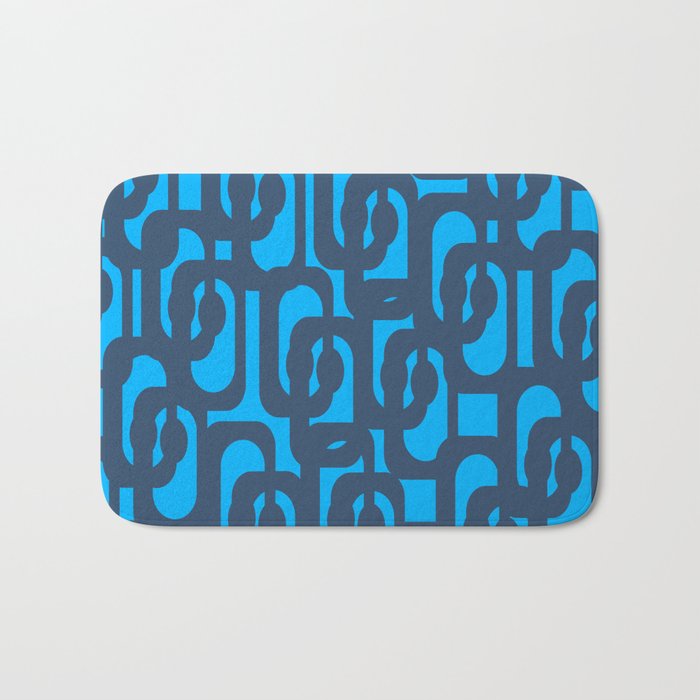 Mid Century Modern Blue Loop Abstract Pattern Bath Mat Gallery Image 1