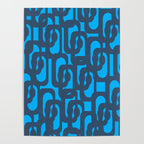 Mid Century Modern Blue Loop Abstract Pattern Poster Gallery Image 4