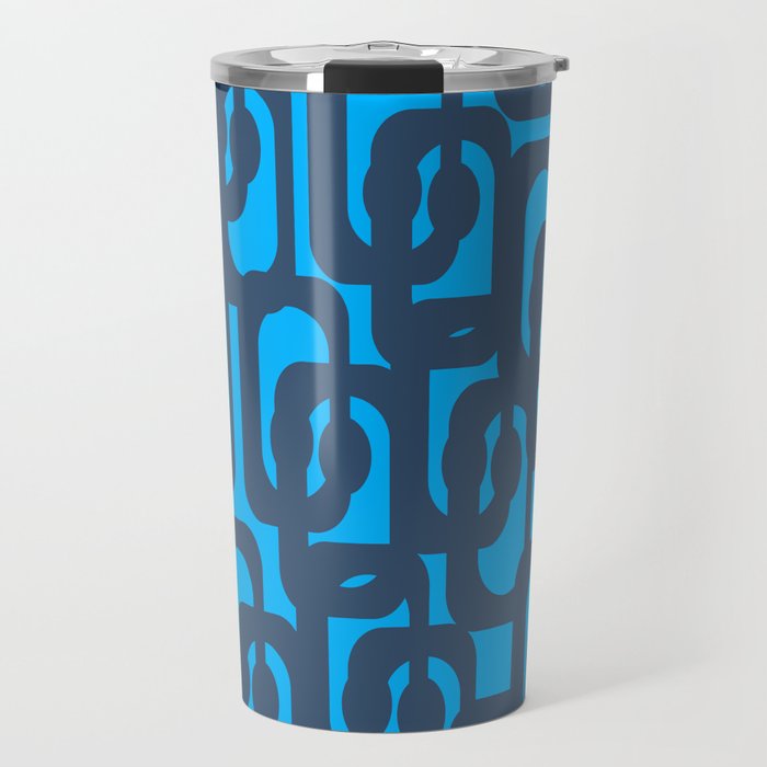 Mid Century Modern Blue Loop Abstract Pattern Travel Mug Gallery Image 1