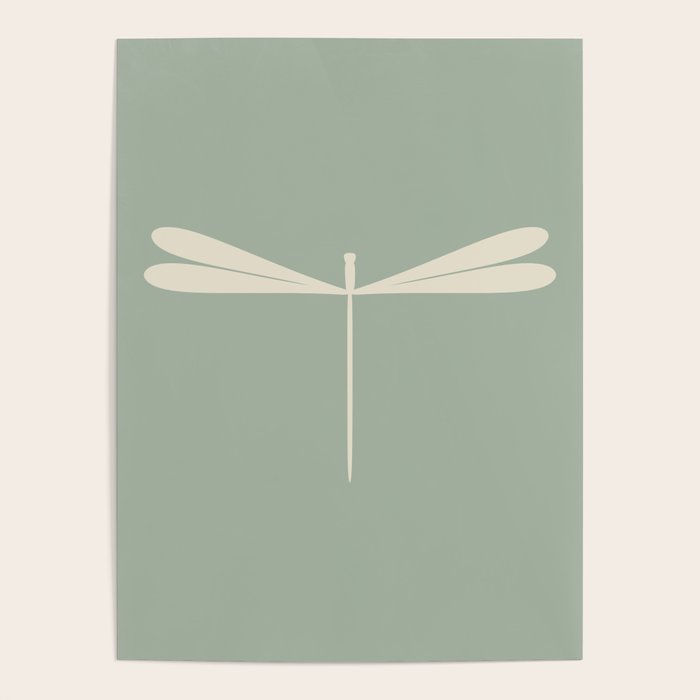 Dragonfly Pattern V Sage Green Poster Gallery Image 4