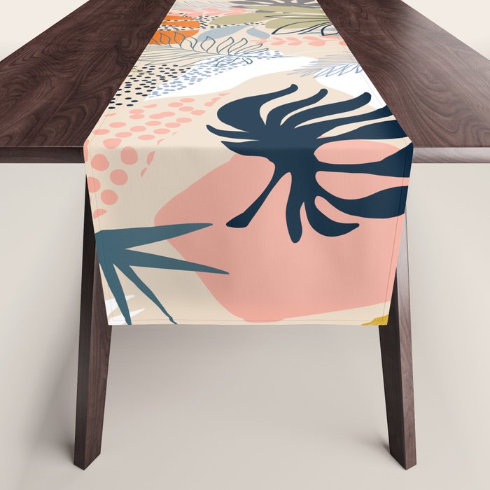 Tropical Foliage Pattern 1 - Retro Boho Table Runner Gallery Image 1