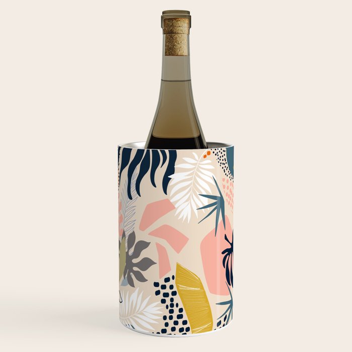 Tropical Foliage Pattern 1 - Retro Boho Wine Chiller Gallery Image 3