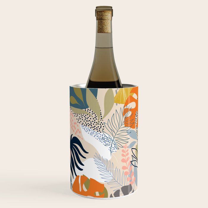 Tropical Foliage Pattern 1 - Retro Boho Wine Chiller Gallery Image 2