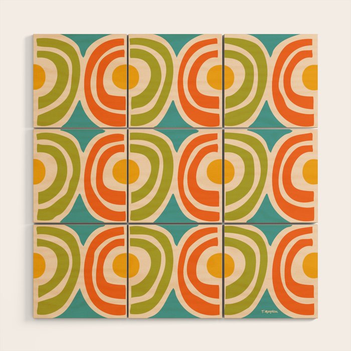 Mid Century Modern Solar Flares Pattern 2 Wood Wall Art Gallery Image 1