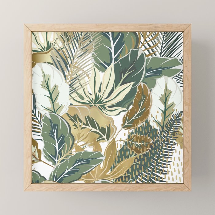 Wild Tropical Prints, Green and Gold Mini Art Print Gallery Image 1