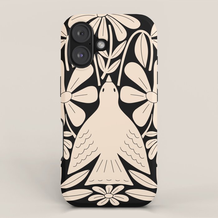 Freedom - Bird and Flower - Black and White  iPhone Case Gallery Image 1