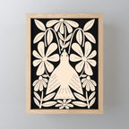 Freedom - Bird and Flower - Black and White  Mini Art Print Gallery Image 1