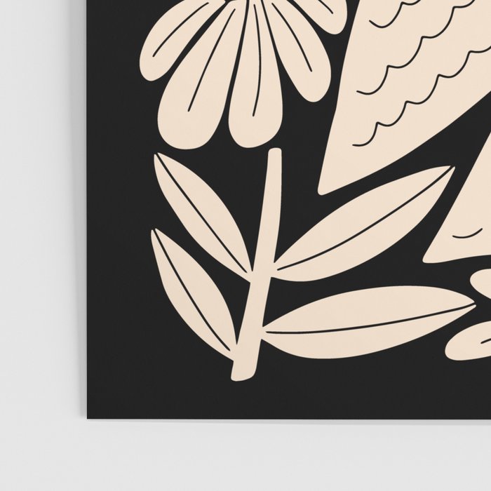Freedom - Bird and Flower - Black and White  Poster Gallery Image 3
