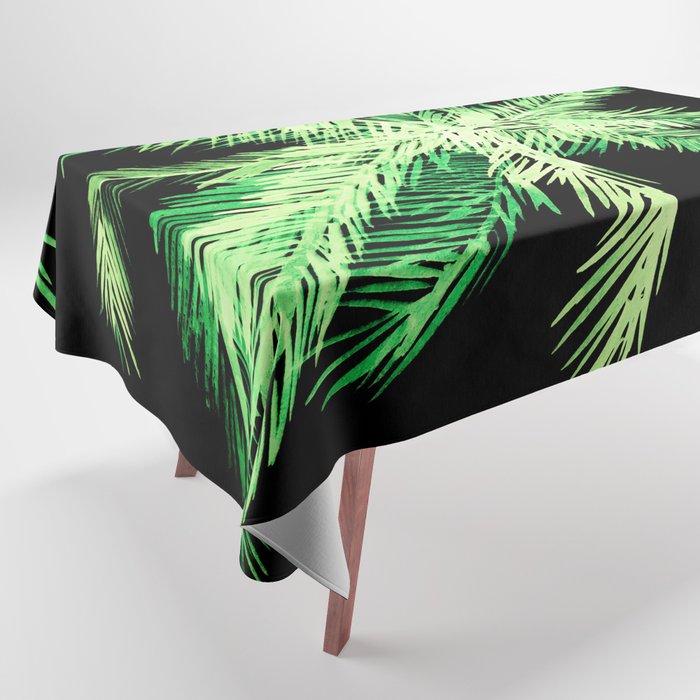 Dark Palm Tree Leaves Tablecloth