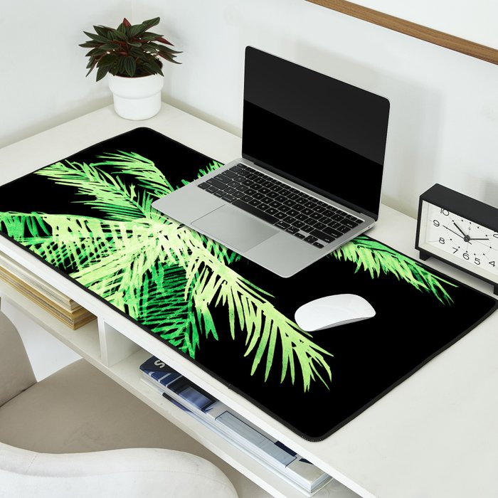 Dark palm tree leaves Desk Mat Gallery Image 2