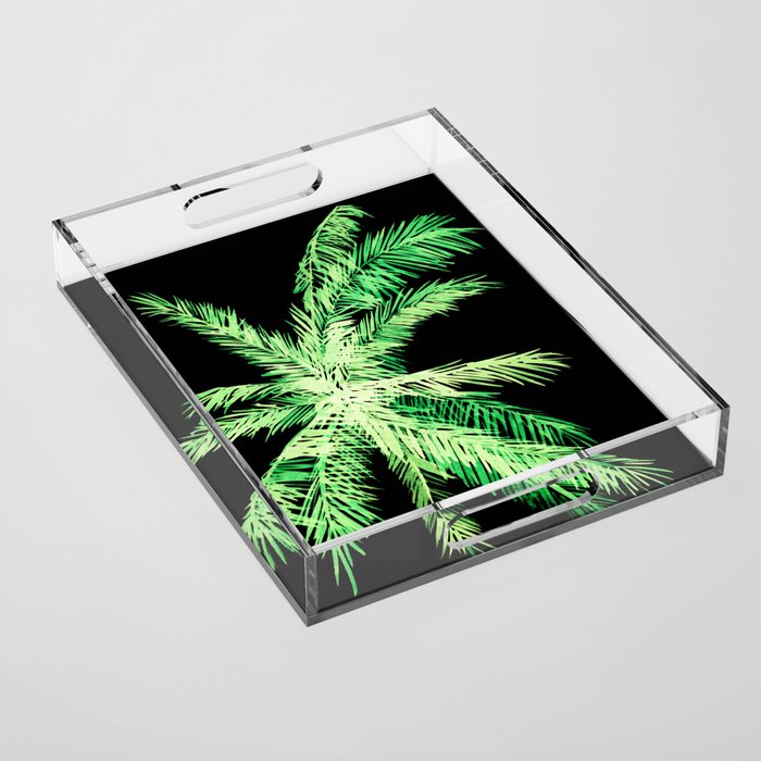 Dark palm tree leaves Acrylic Tray Gallery Image 1
