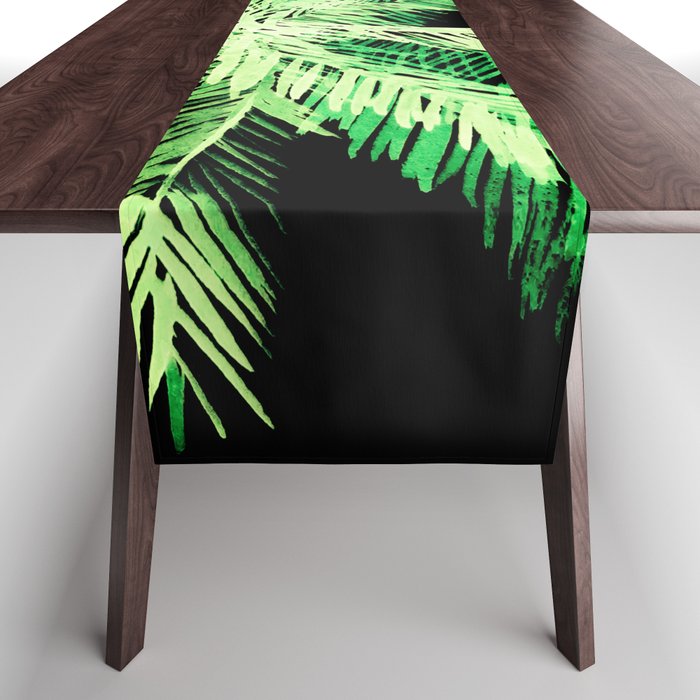 Dark palm tree leaves Table Runner Gallery Image 1