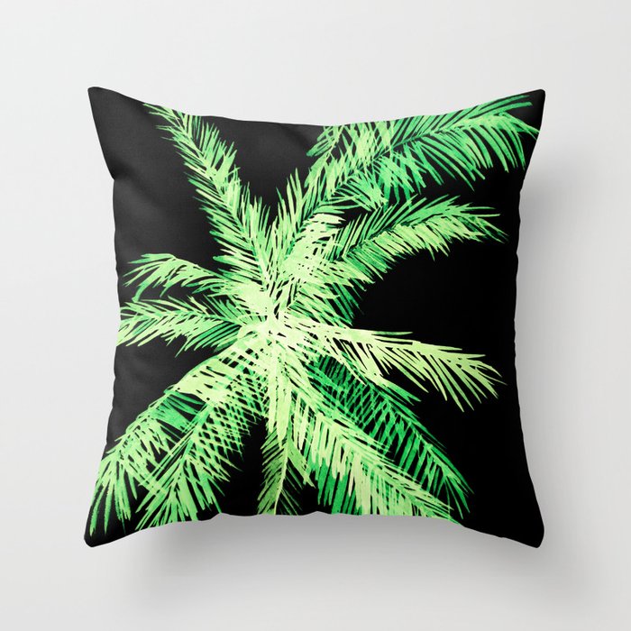 Dark palm tree leaves Throw Pillow Gallery Image 6