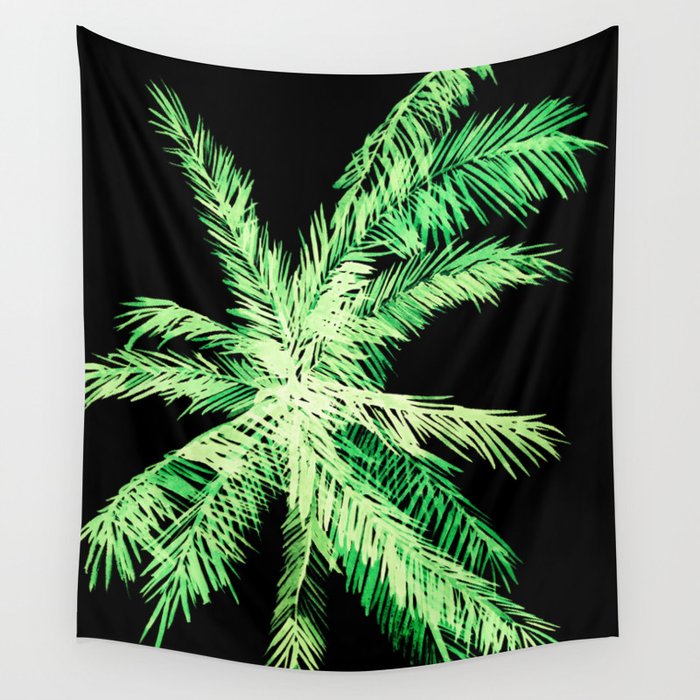 Dark palm tree leaves Wall Tapestry