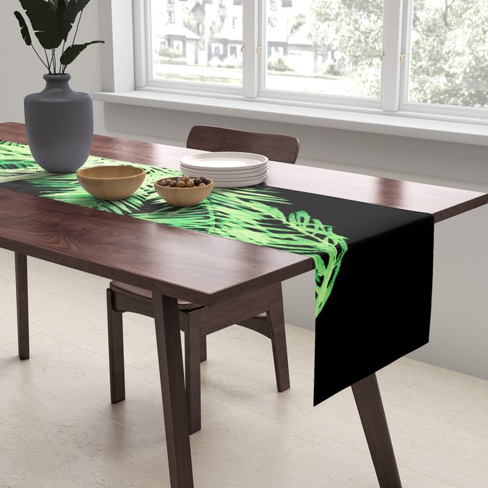 Dark palm tree leaves Table Runner Gallery Image 2