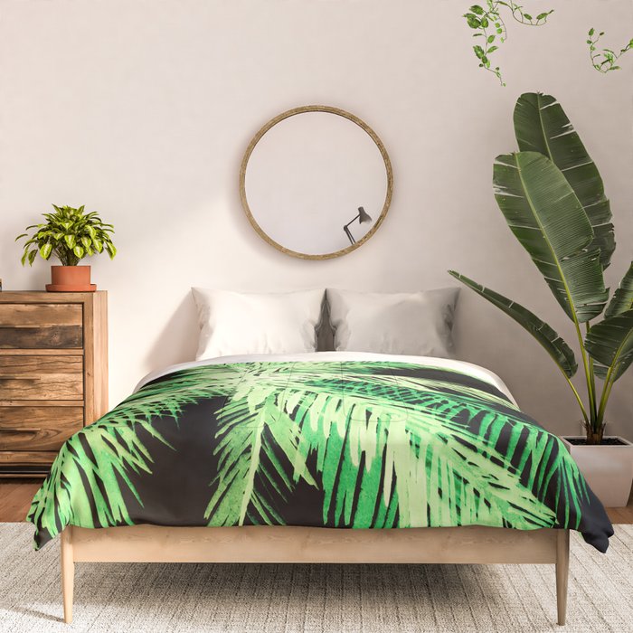 Dark palm tree leaves Comforter Gallery Image 3