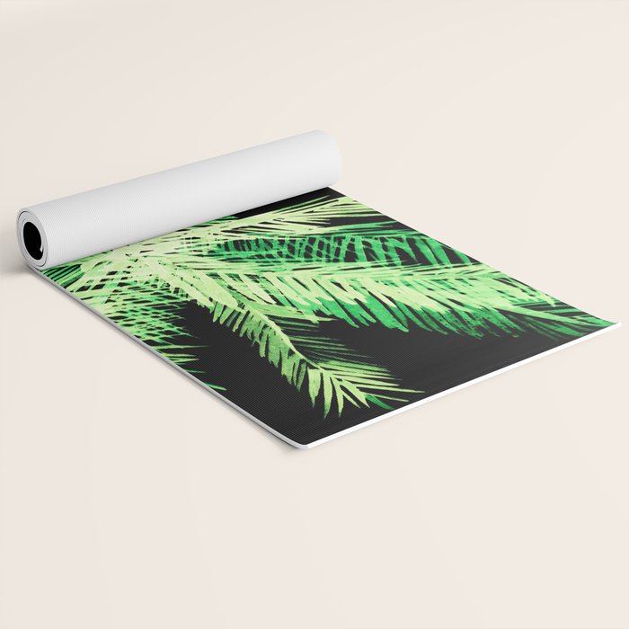 Dark palm tree leaves Yoga Mat Gallery Image 2