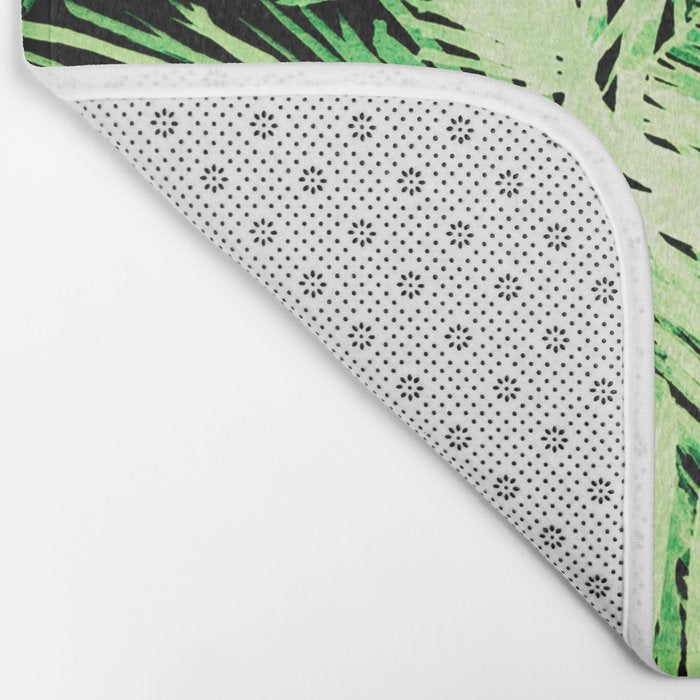 Dark palm tree leaves Bath Mat Gallery Image 2