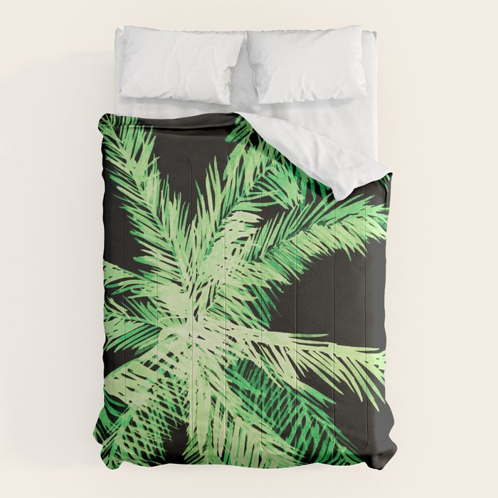 Dark palm tree leaves Comforter Gallery Image 6