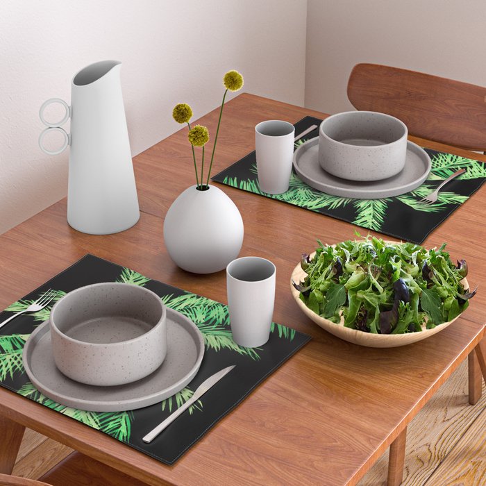 Dark palm tree leaves Placemat Gallery Image 2