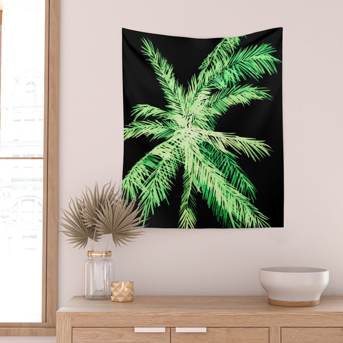 Dark palm tree leaves Wall Tapestry Gallery Image 2