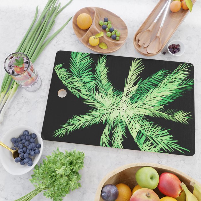 Dark palm tree leaves Cutting Board Gallery Image 2
