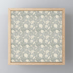 Trailing Block Print Floral - Washed Teal Mini Art Print Gallery Image 1