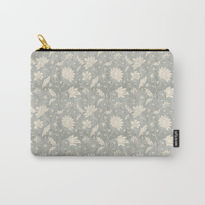 Trailing Block Print Floral - Washed Teal Carry All Pouch Gallery Image 1