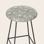 Trailing Block Print Floral - Washed Teal Stool Gallery Image 2