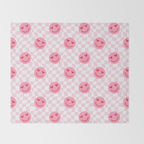 Romantic heart eye face checkered pattern Throw Blanket Gallery Image 2