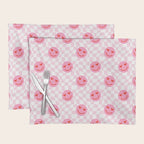 Romantic heart eye face checkered pattern Placemat Gallery Image 1
