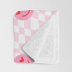 Romantic heart eye face checkered pattern Throw Blanket Gallery Image 3