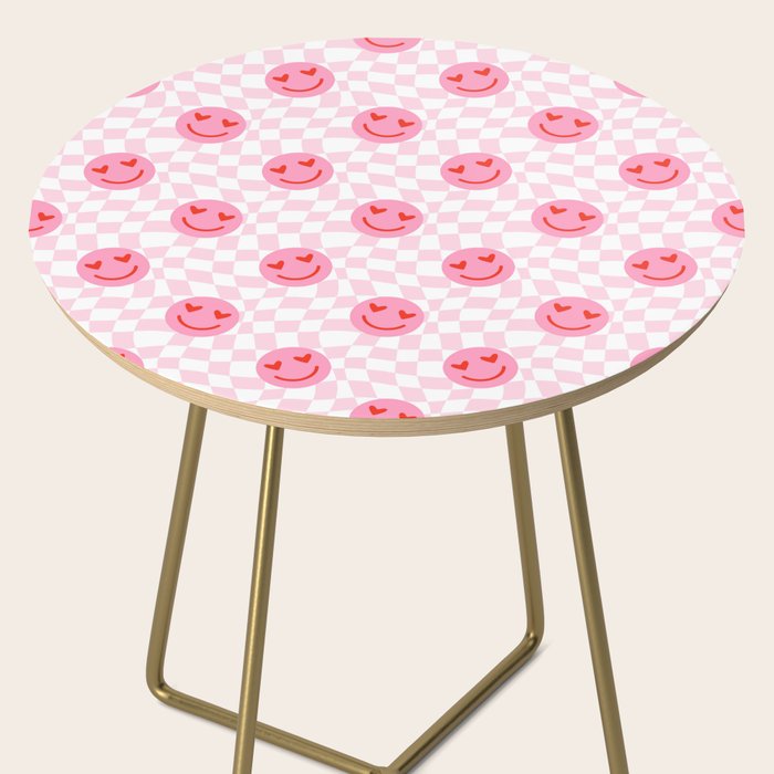 Romantic heart eye face checkered pattern Side Table Gallery Image 2