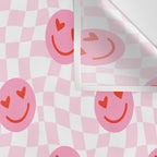 Romantic heart eye face checkered pattern Wall Tapestry Gallery Image 3