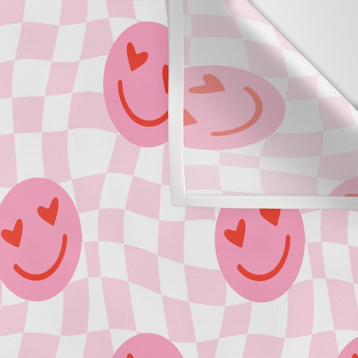 Romantic heart eye face checkered pattern Wall Tapestry Gallery Image 3