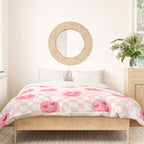 Romantic heart eye face checkered pattern Duvet Cover Gallery Image 3
