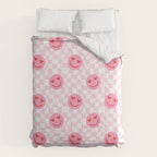 Romantic heart eye face checkered pattern Comforter Gallery Image 6
