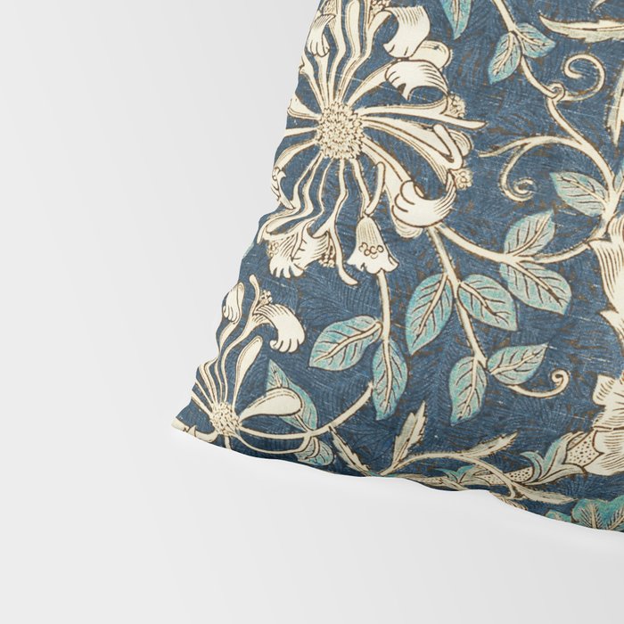 William Morris Vintage Honeysuckle 1876 Indigo Blue Antique Floral  Pillow Sham Gallery Image 4