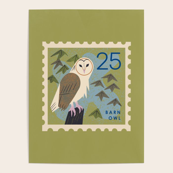 Barn Owl Postage Stamp Poster Gallery Image 1