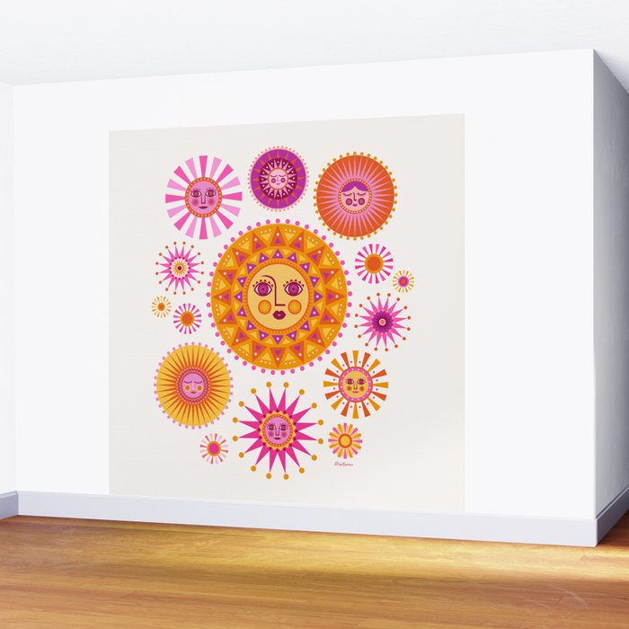 Retro Suns - Pink and Yellow Wall Mural Gallery Image 2